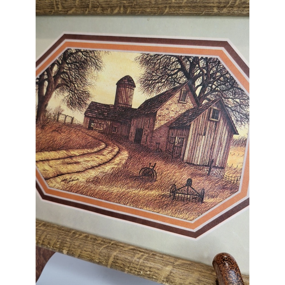 Vintage Arthur A Kaplan Country Farm Landscape Framed Prints Set of 2 Rustic 7x9 - Picture 3 of 9